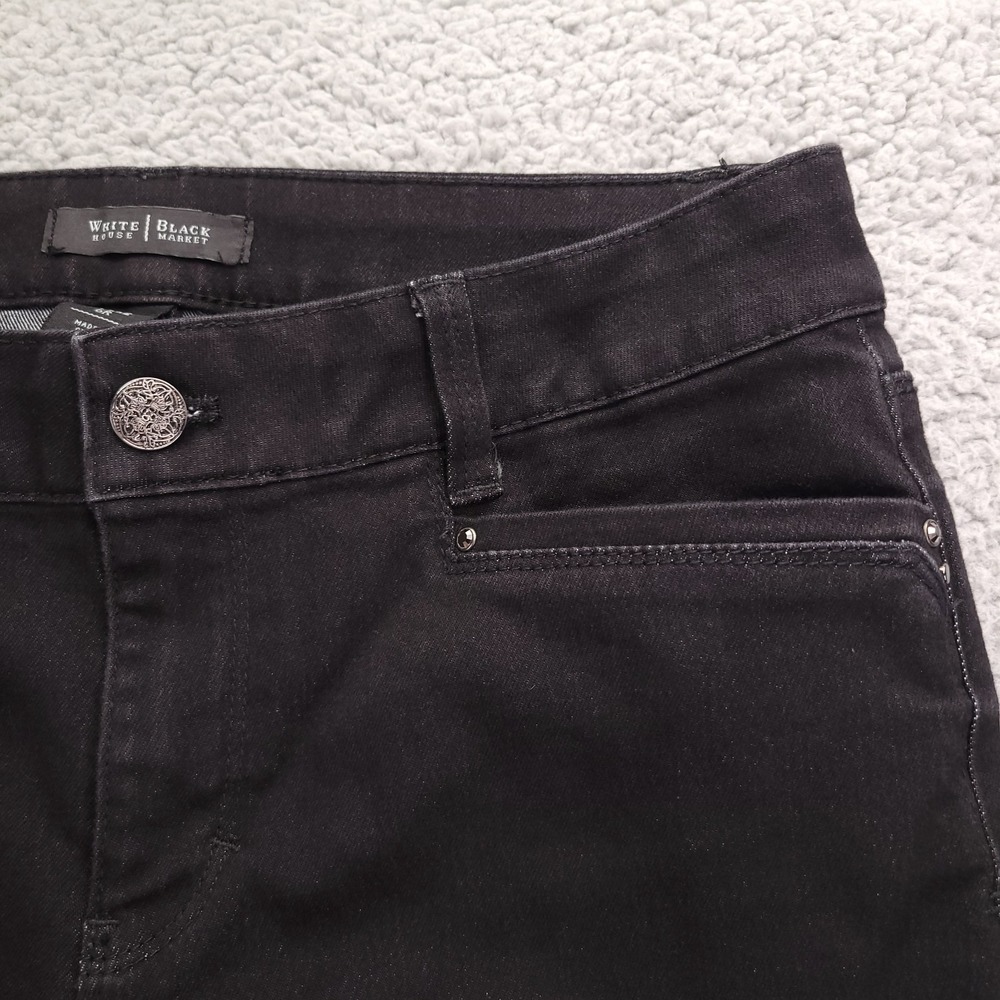 WHBM Jeans Size 6 Skinny Flare Leg Mid Rise Black Stretch Denim 29x33 - Picture 4 of 16